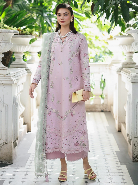 Qalamkar Qline Lawn Drop-1 Embroidered Unstitched 3-Piece Suit-RP-11-Inaya
