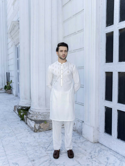 Fabrich Men Embroidered Wash N Wear Unstitched Shalwar Kameez-GTS-V-003