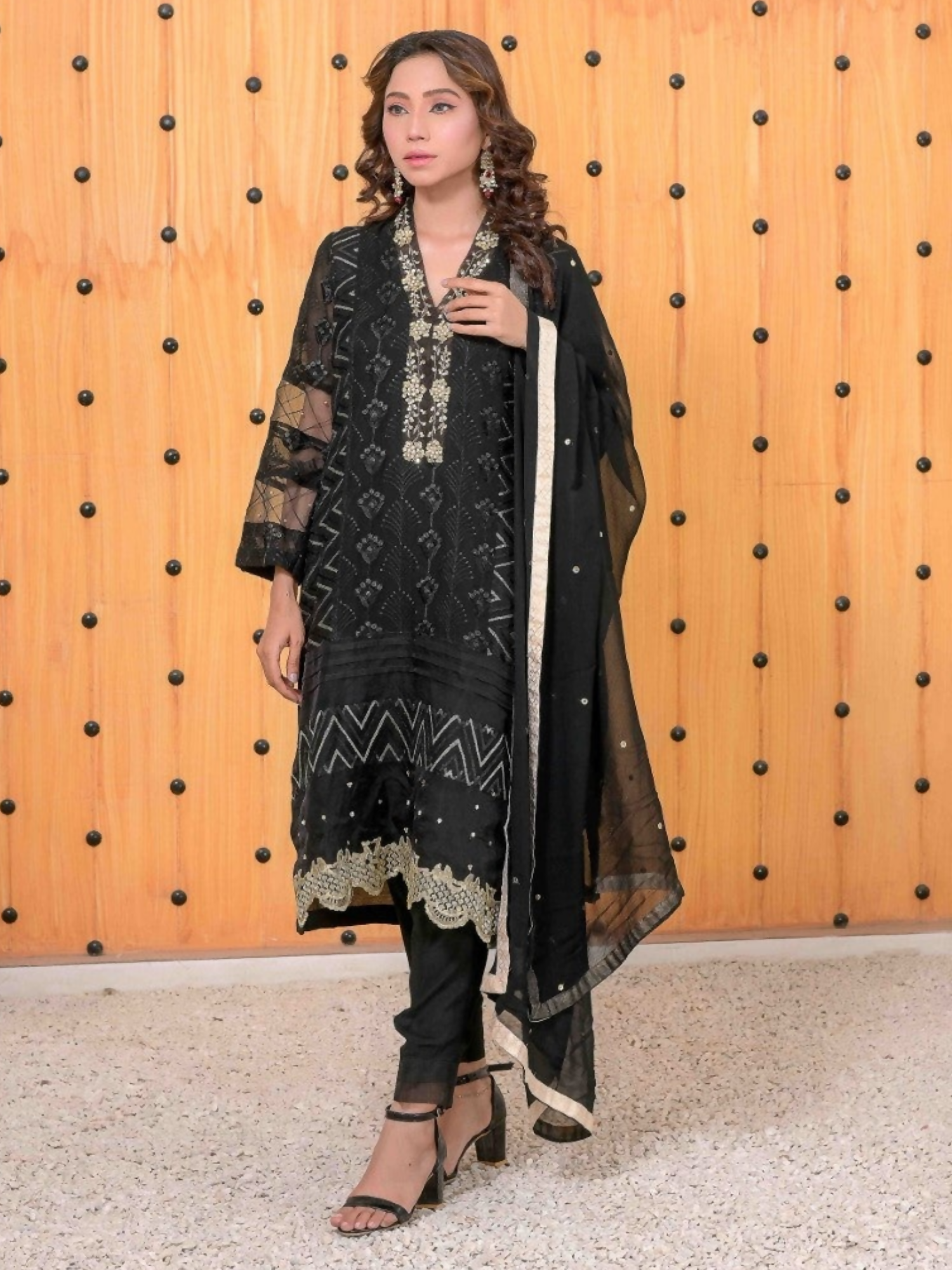 Ruby's Couture Ashiyana Organza Embroidered Stitched 3-Piece Suit-Sufi