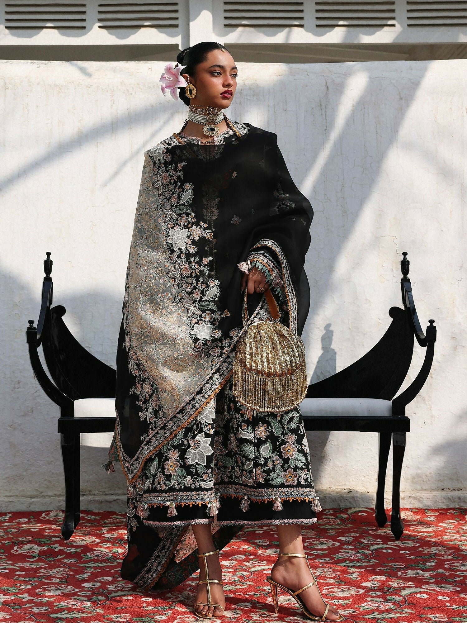 Hussain Rehar Luxury Lawn'26 Eid Edit Embroidered Unstitched 3-Piece Suit-Sable