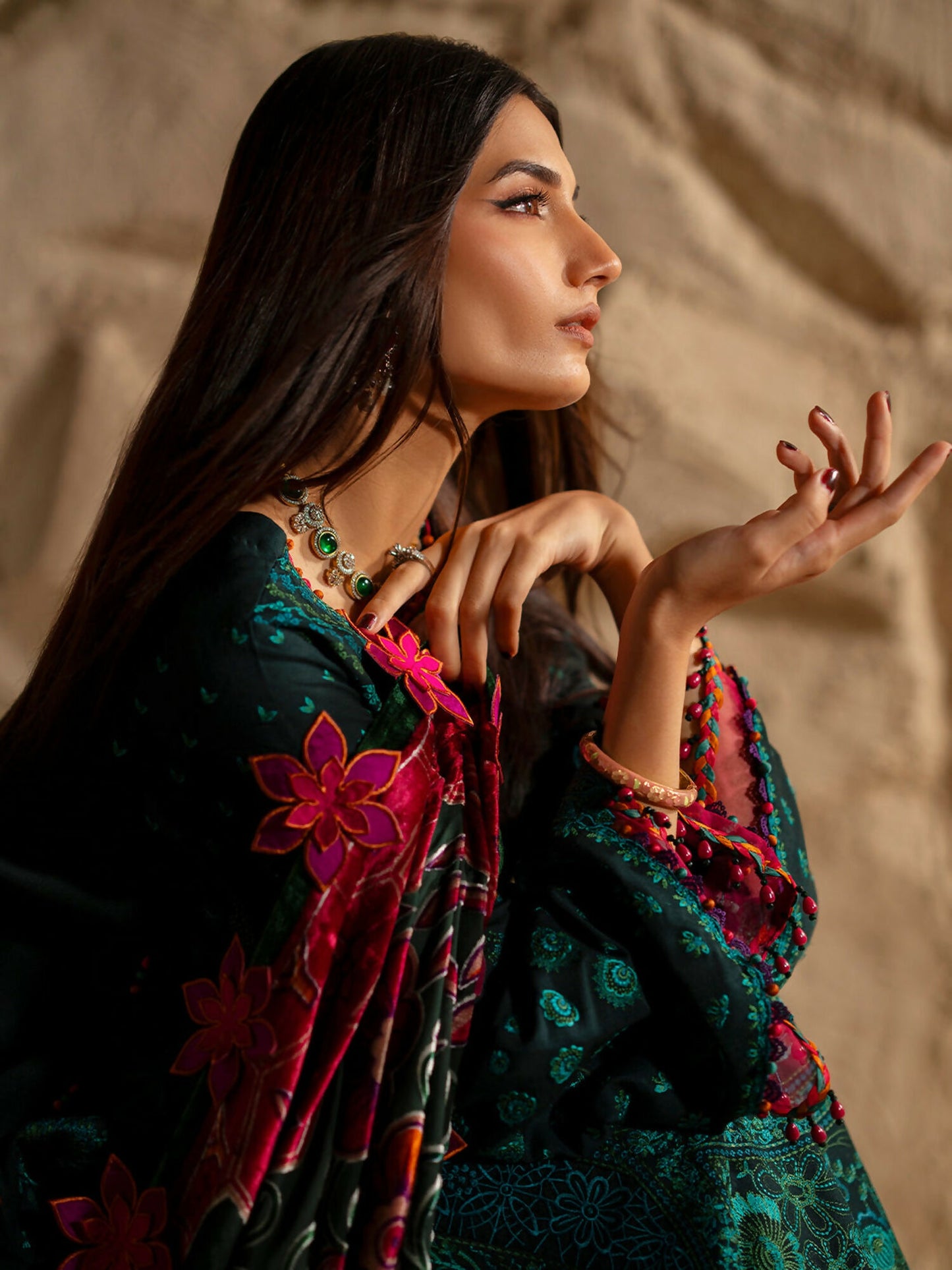 Binilyas Saqqara Kotrai Embroidered Stitched 3-Piece Suit-166-B