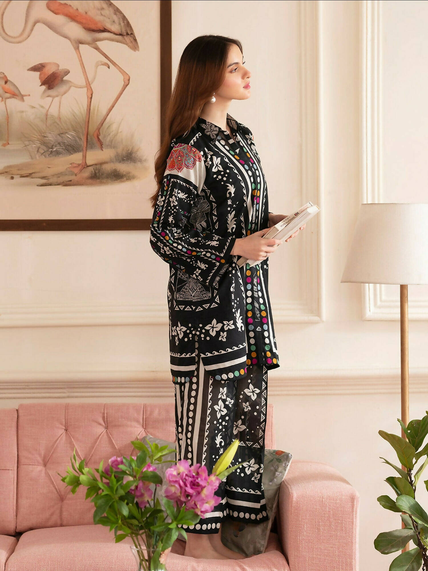 Mahnur Noir Lawn'26 Printed Co-Ord Set-N-09