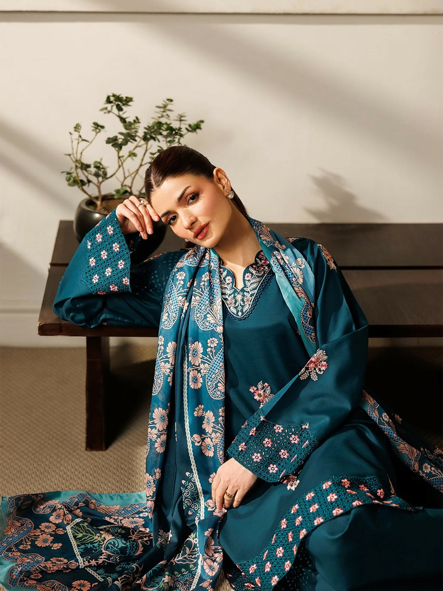 Panache Apparel Mistfall Ramadan Edit Cotton Embroidered Stitched Suit-Mystique