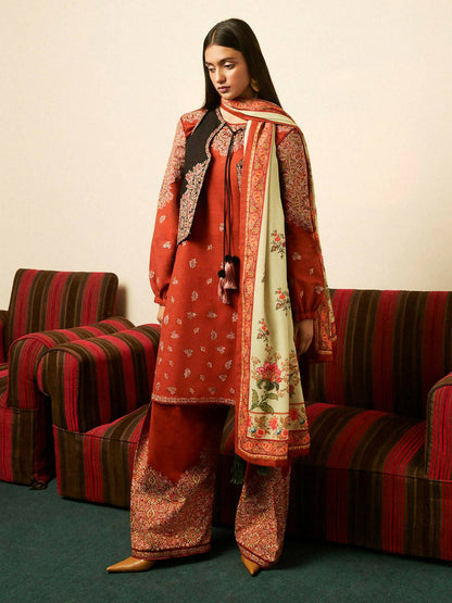 Jugnu by Hussain Rehar Luxury Khaddar Printed Unstitched 3-Piece Suit-Aurelia