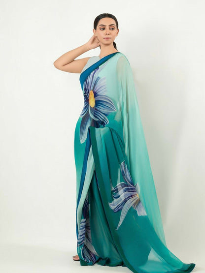Imran Aftab Chiffon Printed Stitched Saree-IASC-22