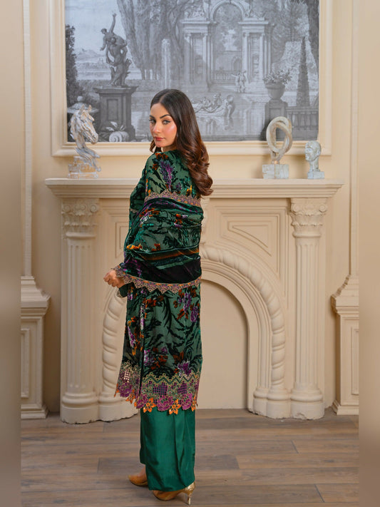 Noori Palachi Embossed Printed and Embroidered Unstitched 3-Piece Suit