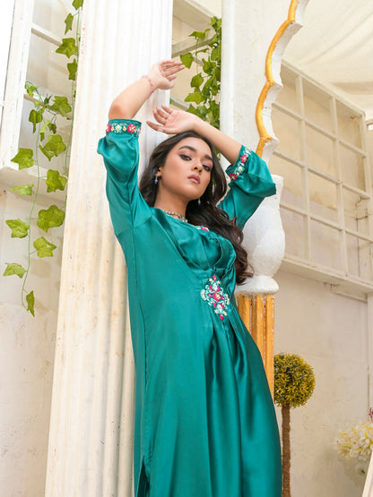 Ruby's Couture Poshak Silk Embellished Kaftan Set-Neelam