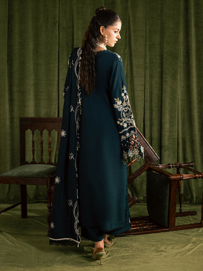 Mahnur Kaia Slub Linen Embroidered Stitched 3-Piece Suit-K- 07