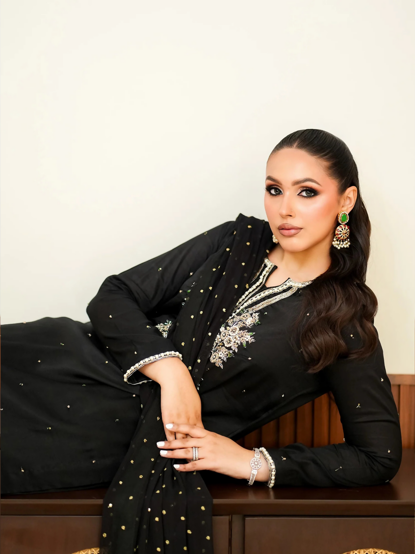 Allure By IH Fashion Calling Raw Silk Embellished Stitched 3-Piece Suit-Moon Stone