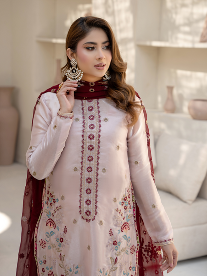 Noori Silk Embroidered Stitched 3-Piece Suit