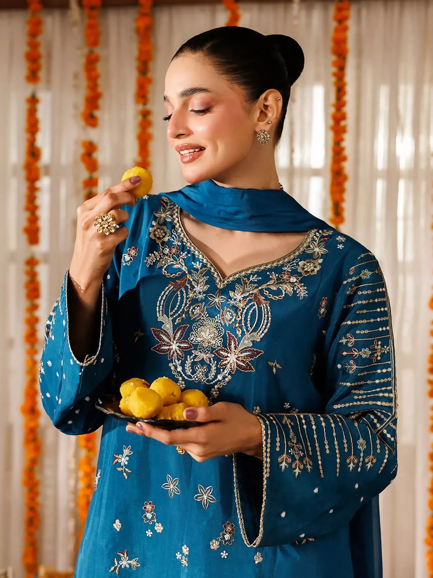 Panache Apparel Noore Eid Edit Sheesha Silk Embroidered Stitched Suit-Gulbaan