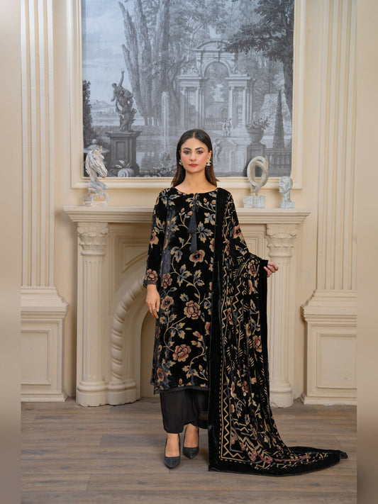 Noori Palachi Embossed Printed Unstitched 3-Piece Suit