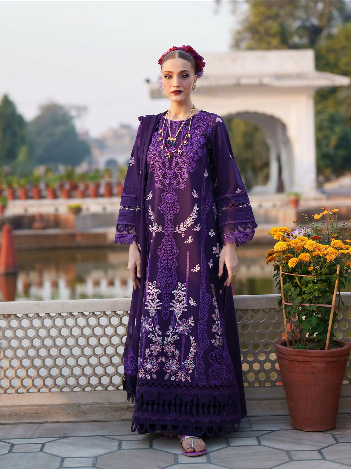 Mahnur Gul Luxury Lawn'26 Embroidered Unstitched 3-Piece Suit-G-012