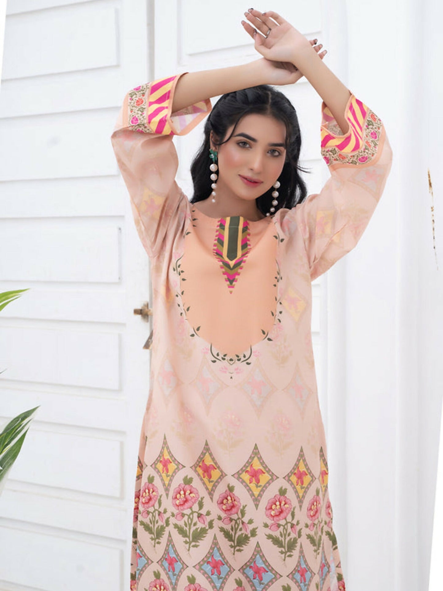 MH Cloth House Soft Khaddar Printed Stitched 2-Piece Suit-Suhaira
