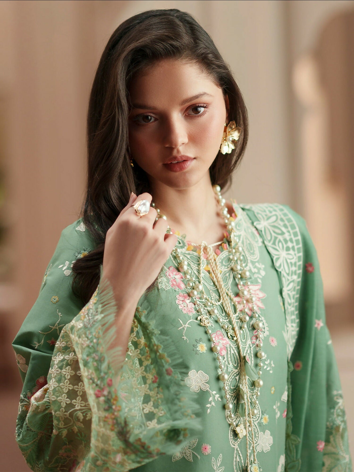 Binilyas Mashriq Luxury Lawn'26 Embroidered Unstitched 3-Piece Suit-D-117-A
