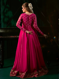 Pink Hani & Umaima Chiffon Embroidered Stitched 2-Piece Suit-Zumra