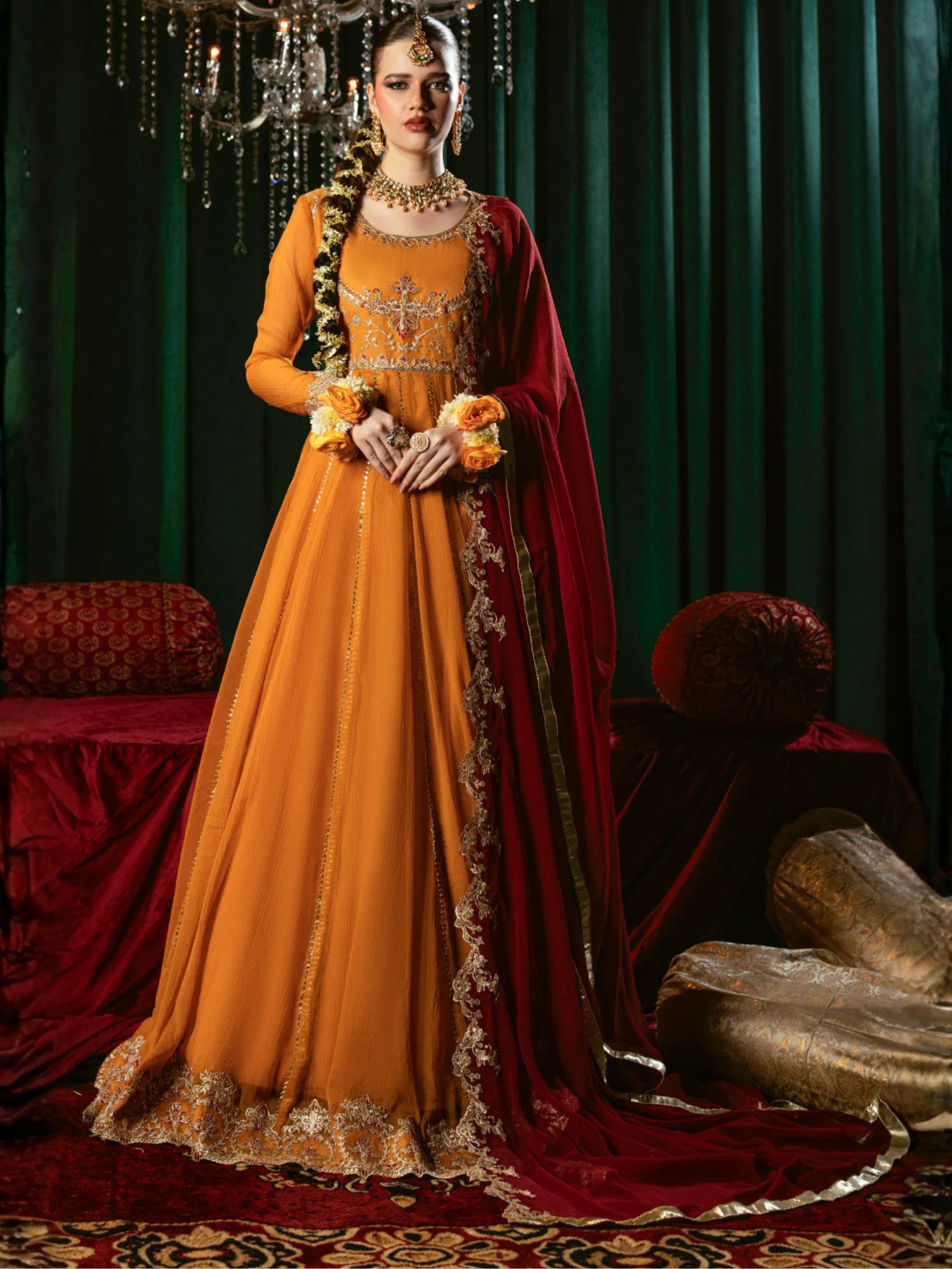 Hani & Umaima Chiffon Embroidered Stitched 2-Piece Suit-Naaz