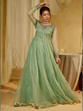 Green Hani & Umaima Organza Embroidered Stitched 2-Piece Suit-Negar