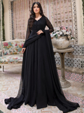 Black Hani & Umaima Chiffon Stitched 2-Piece Suit-Diya