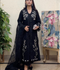 Manahil Arts Organza Embellished Stitched 4-Piece Suit-181-Black