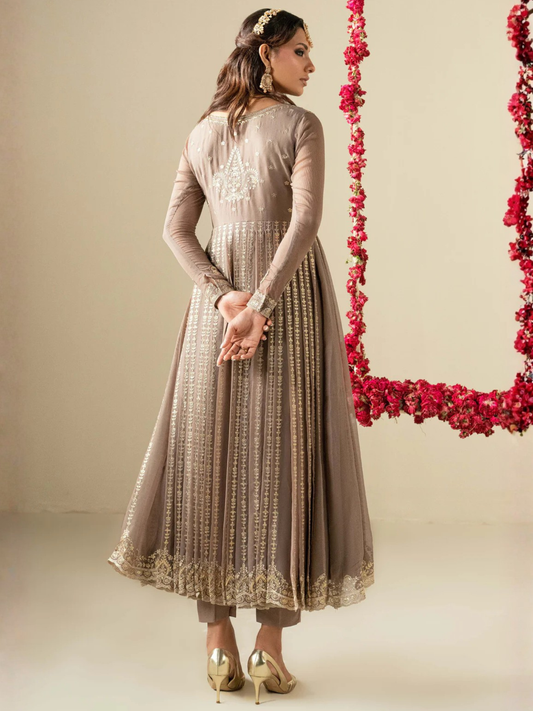 Hani & Umaima Chiffon Embroidered Stitched 3-Piece Suit-Sohani