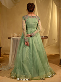 Green Hani & Umaima Organza Embroidered Stitched 2-Piece Suit-Negar