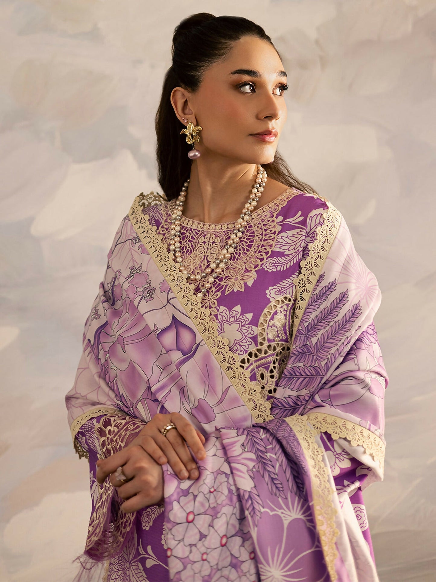 Mahnur Kaia Slub Linen Embroidered Stitched 3-Piece Suit-K- 10