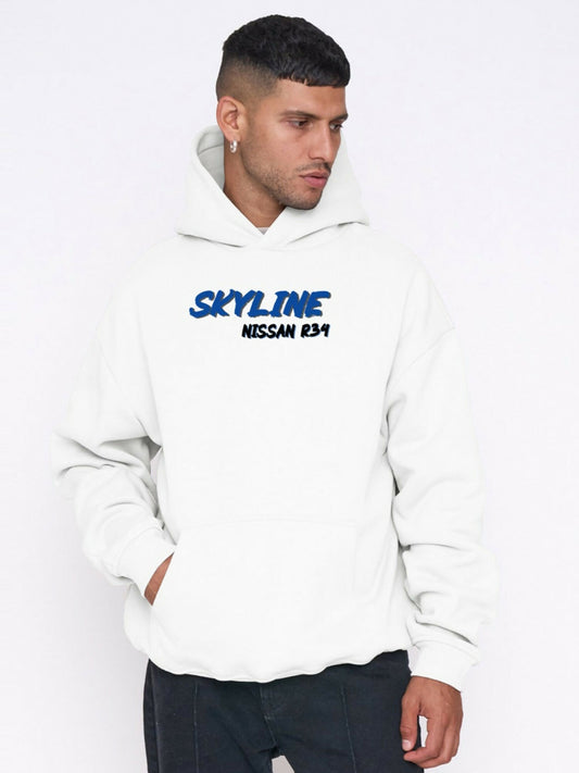 White Jupiter Oversized Skyline Legacy Printed Hoodie-14790