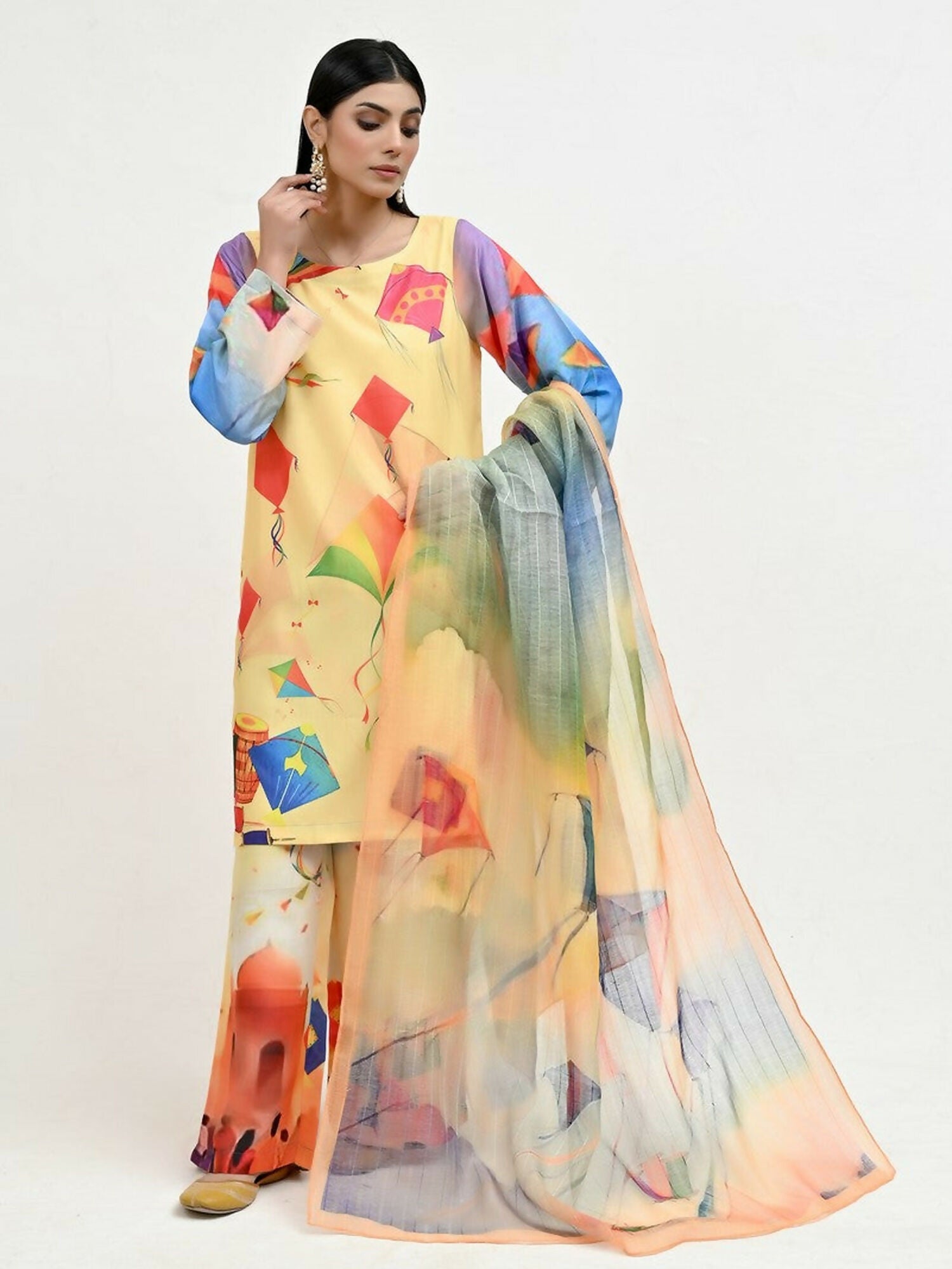 Imran Aftab Basant Mela Raw Silk Printed Unstitched 3-Piece Suit-IARP 04