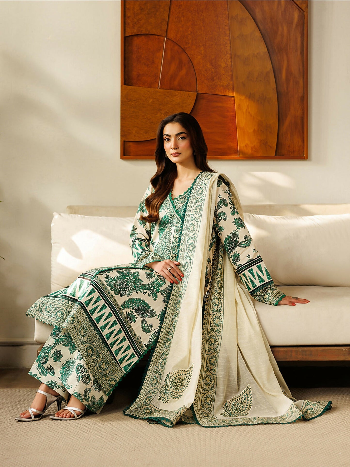 Mahnur Leila Lawn'26 Embroidered Stitched 3-Piece Suit-L-14