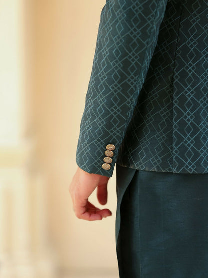 Gem Garments Afsanah Raw Silk Embroidered Prince Coat-Kabir