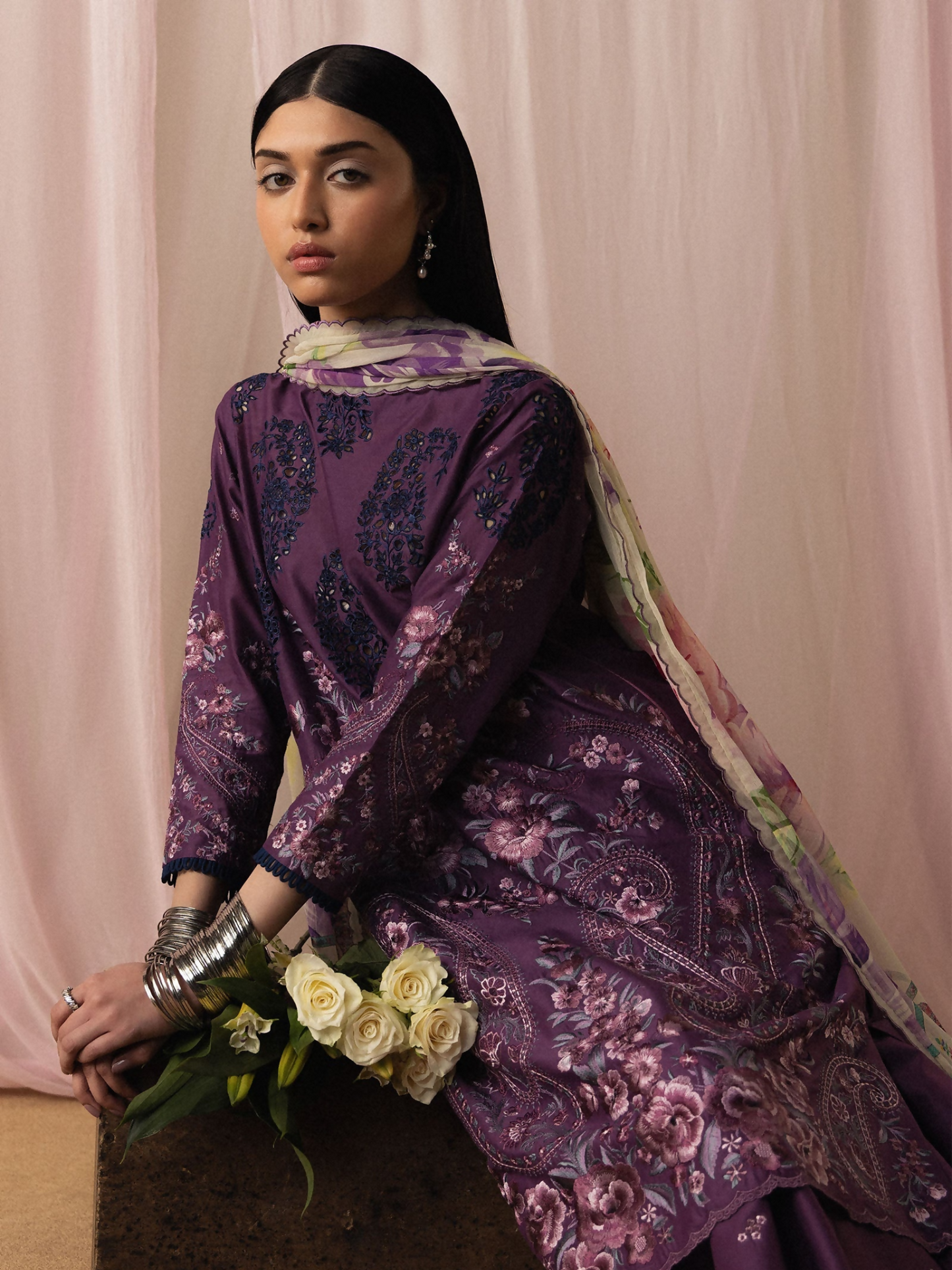 Zara ShahJahan Satori'26 Lawn Embroidered Unstitched 3-Piece Suit-Sumire-D2