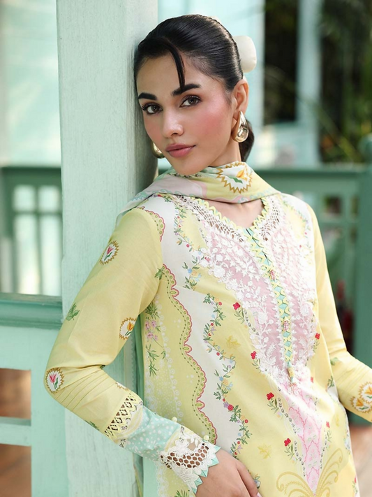 Qalamkar Qprints Lawn'26 Embroidered Unstitched 3-Piece Suit-AX-10-(A)-Jovie