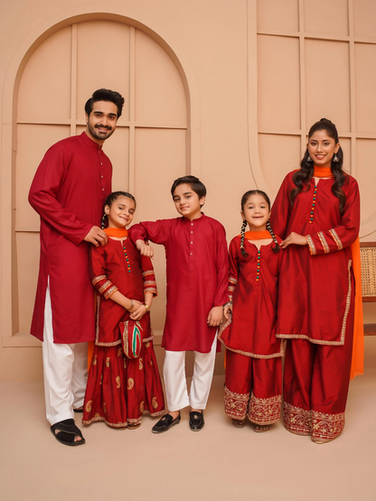 Kidoz Kloset Wash & Wear Kurta Pajama-Amber Mirage-Men