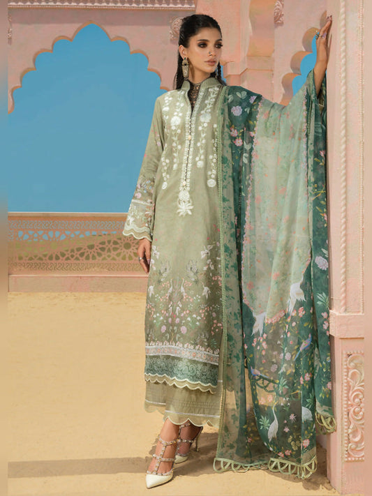 Lime Green Wardha Saleem Summer Collection Lawn Embroidered Unstitched 3-Piece Suit-D-08 Inara