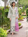 Mint green-Chandan Nagri Lawn Cotton Embroidered Stitched 3-Piece Suit-Eclipse Veil