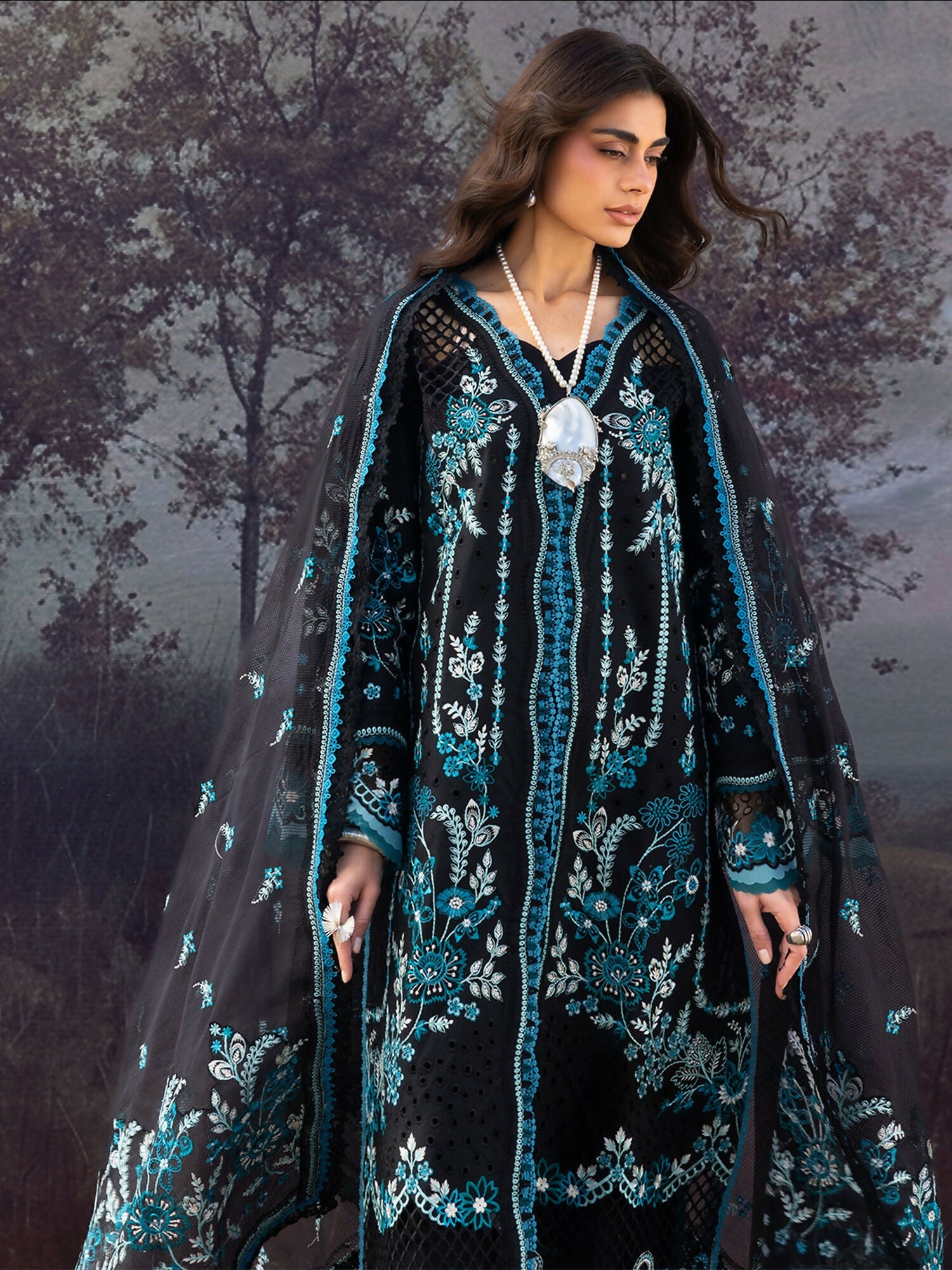 Mahnur Sirene Luxury Lawn'26 Embroidered Unstitched 3-Piece Suit-S-16