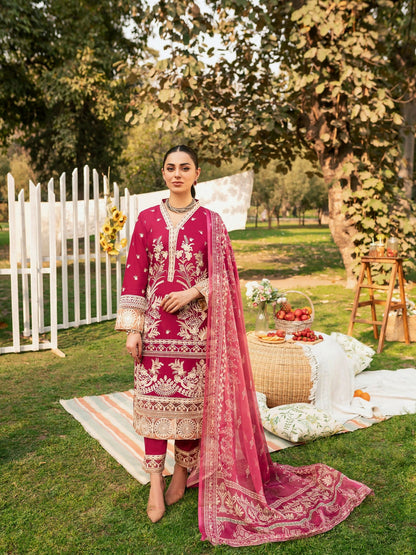 Panache Apparel Lawn Embroidered Stitched 2-Piece Suit-Azalea