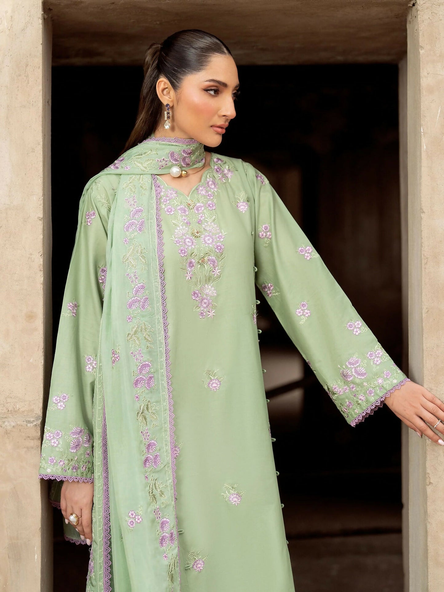 Panache Apparel Lawn Embroidered Stitched Suit-Roshni