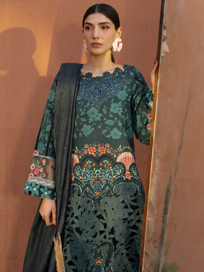 Parishay Ivy Bloom'26 Lawn Embroidered Unstitched 3-Piece Suit-IB-10