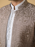 Gem Garments Janaan Jacquard Embellished Prince Coat-Kashida