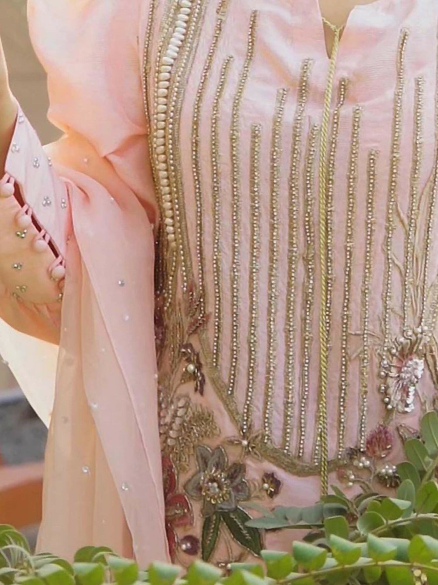 Shiza Hassan Nadia Luxury Pret Korean Raw Silk Embellished Stitched 2-Piece Suit-Serene