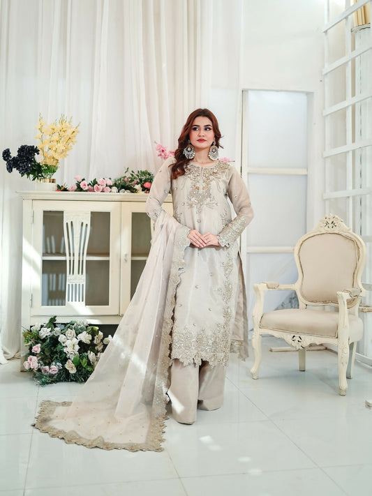 Farooq Hameed Studio Wedding Festive'25 Laama Silk Embroidered Stitched 3-Piece Suit-Anaira
