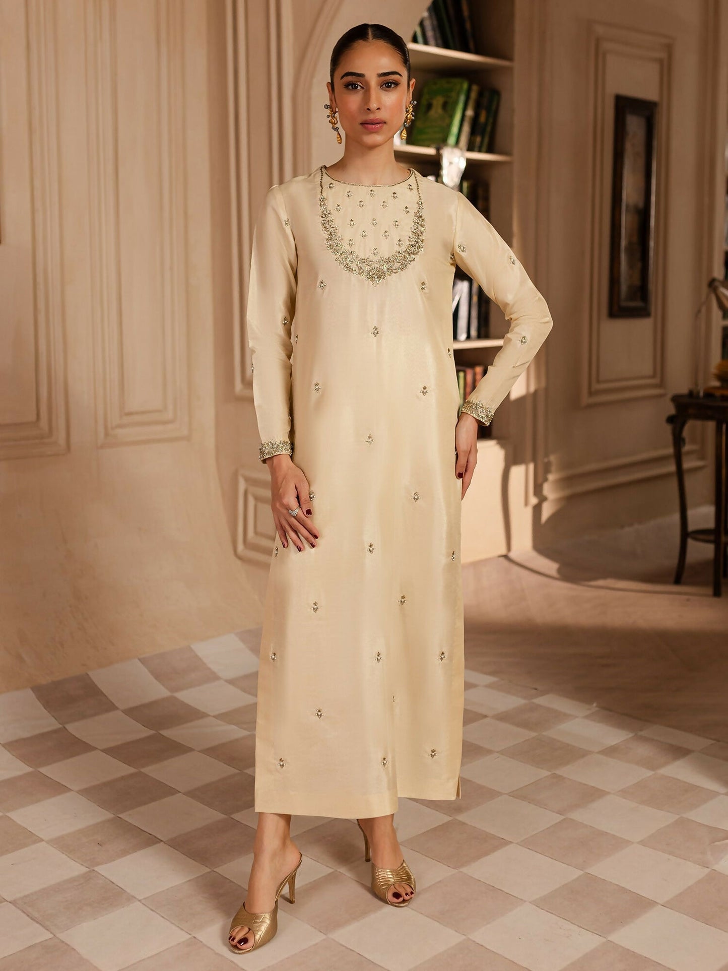 Allure By IH Luxury Pret Raw Silk Embellished Stitched 3-Piece Suit-Charlie