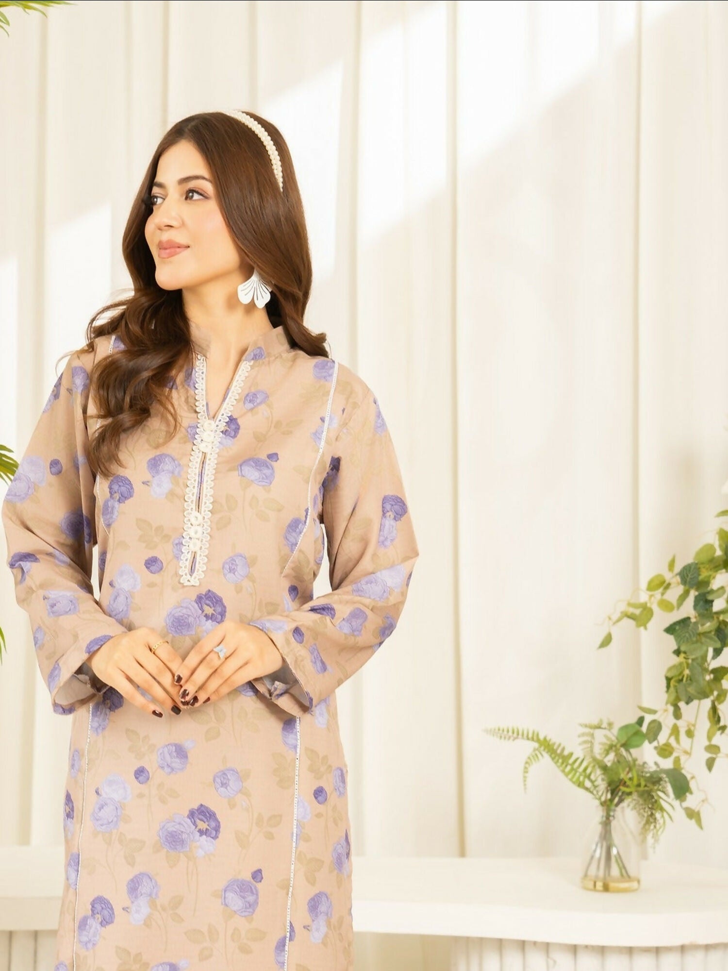 Panache Apparel Sunlit Essentials Cambric Lawn Printed Stitched Suit-Shore