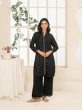Stylish Collection Aaraish Linen Embroidered Co-Ord Set-Black Ringles