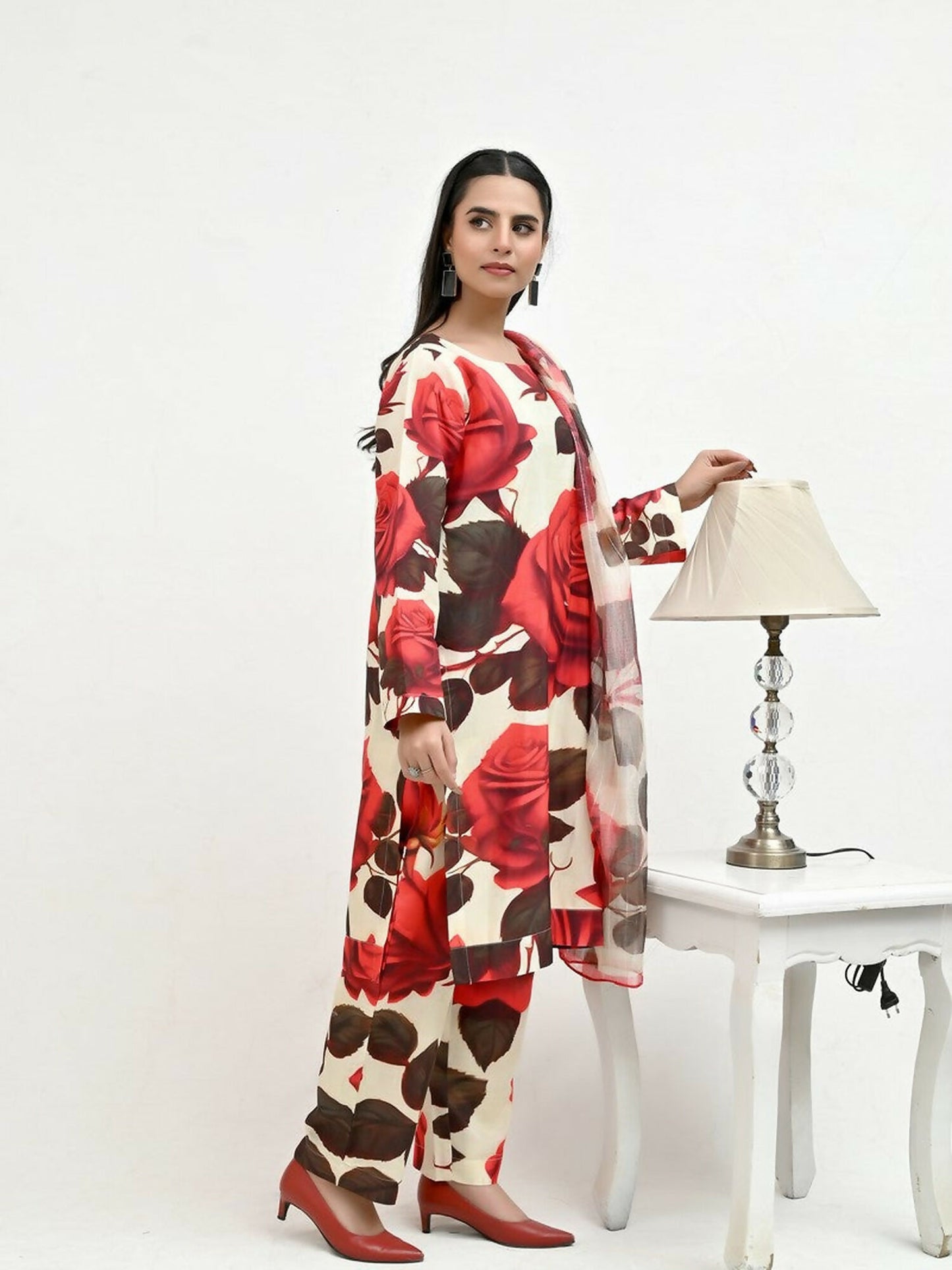 Imran Aftab Valentine's Day Raw Silk Printed Unstitched 3-Piece Suit-IAVD 07