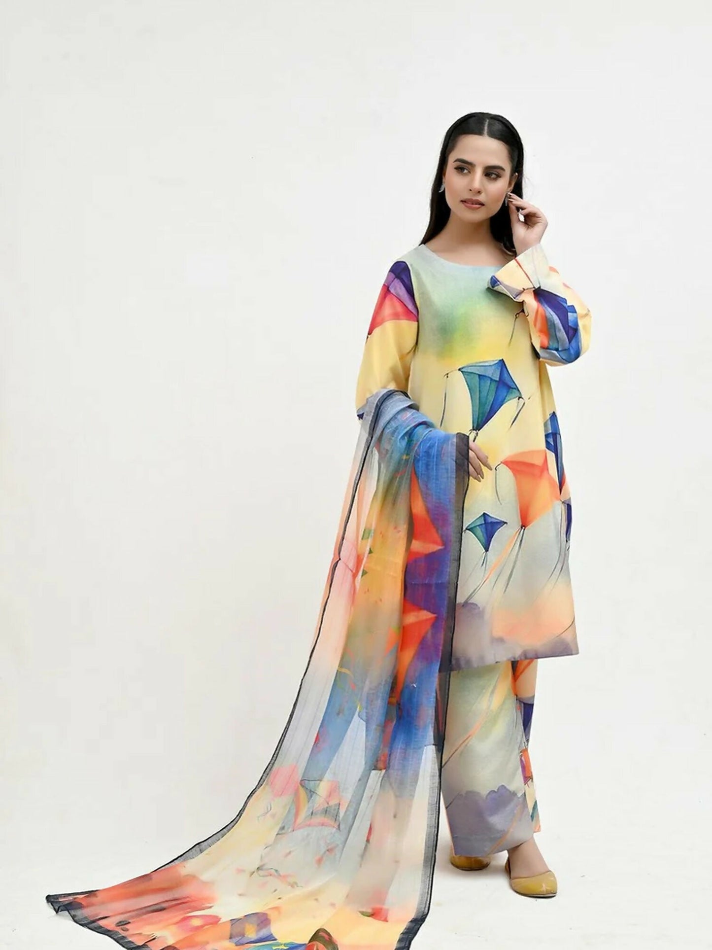 Imran Aftab Basant Mela Raw Silk Printed Stitched 3-Piece Suit-IARP 08