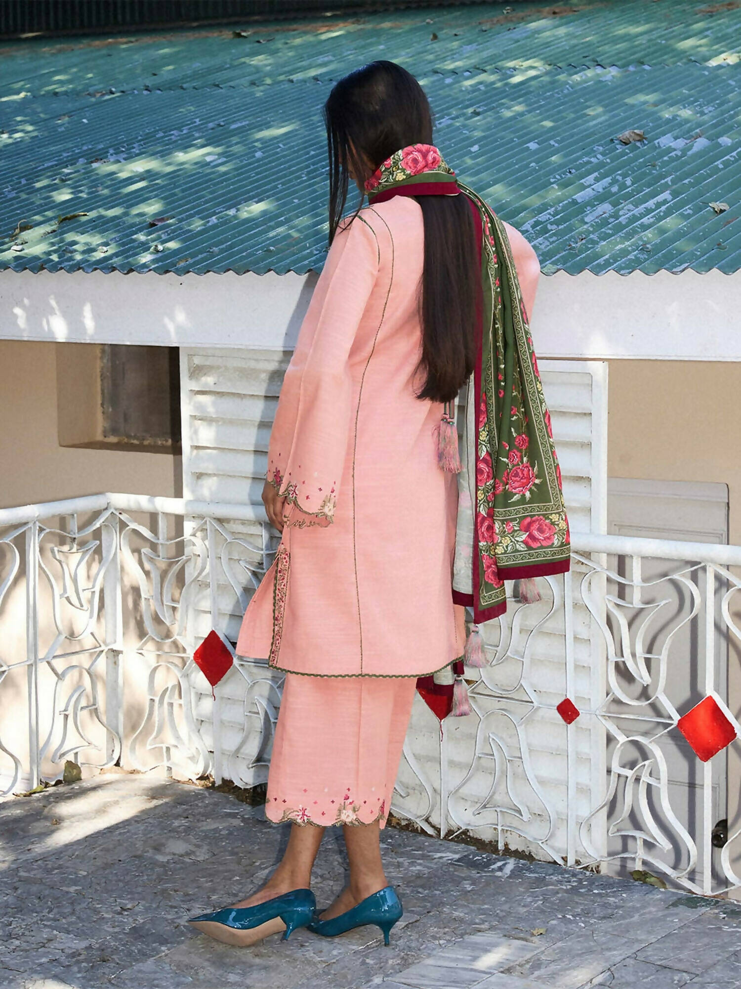 Jugnu by Hussain Rehar Khaddar Embroidered Stitched 3-Piece Suit-Verona