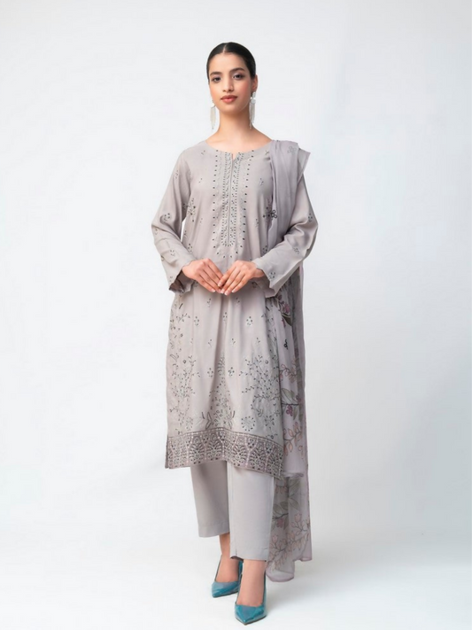 Imran Aftab Isla Winter Khaddar Embroidered Stitched 3-Piece Suit-IAKC-UF-18